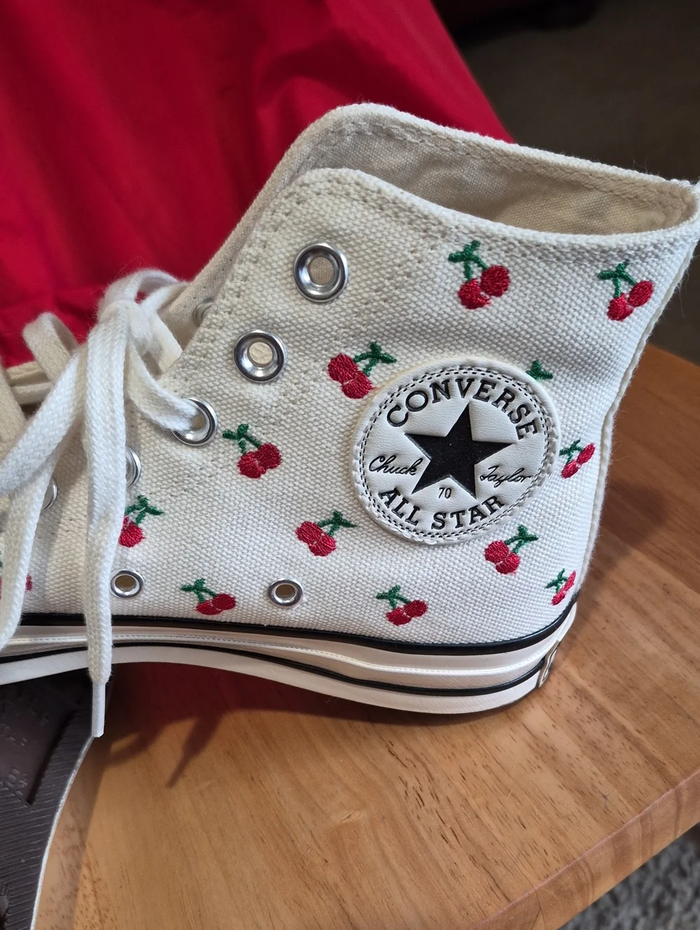 Chuck Taylor Converse ALL Stars High Top Sneakers With Cherries πππ - Picture 5 of 10